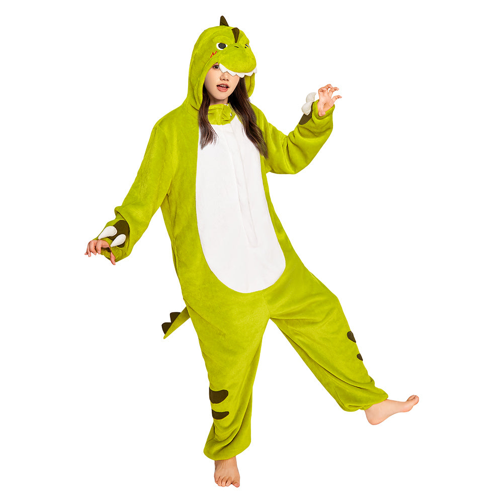 OLAOLA Green Tyrannosaurus Rex Pajamas Unisex Adult Dinosaur Plush Animals Onesie Sleepwear Halloween Costume