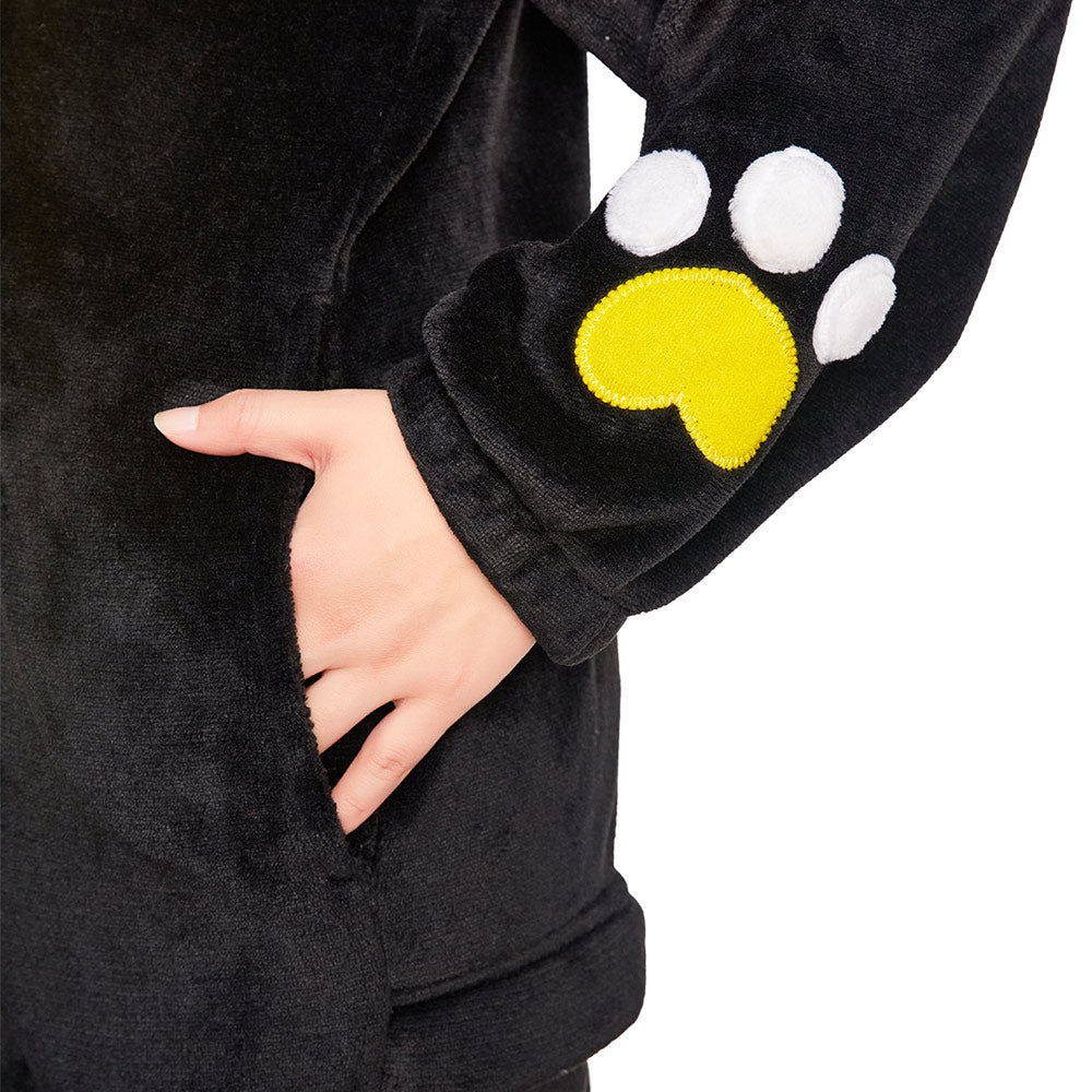 OLAOLA Star Black Cat Costume Unisex Adult Plush Animals Onesie Pajamas Warm Home Pet One-Piece Sleepwear