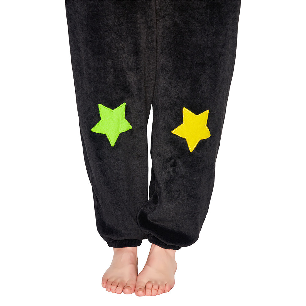 OLAOLA Star Black Cat Costume Unisex Adult Plush Animals Onesie Pajamas Warm Home Pet One-Piece Sleepwear