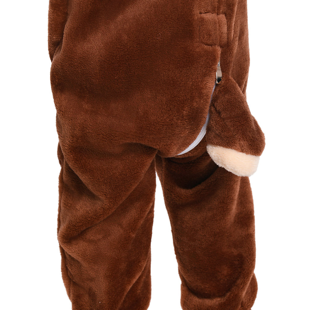 OLAOLA Baby's Reindeer Animal Onesie Christmas Plush Soft Flannel Warm Home Pajamas One-Piece Sleepwear