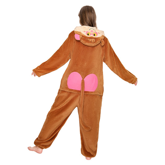 OLAOLA Monkey Pyjamas Unisex Adult Plush Animals Onesie Halloween Pajamas Warm Home One-Piece Sleepwear