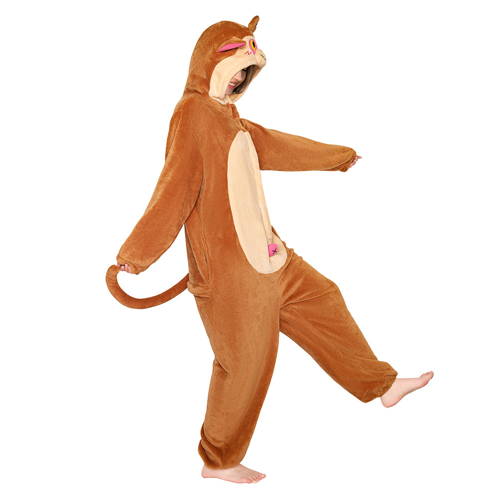 OLAOLA Monkey Pyjamas Unisex Adult Plush Animals Onesie Halloween Pajamas Warm Home One-Piece Sleepwear