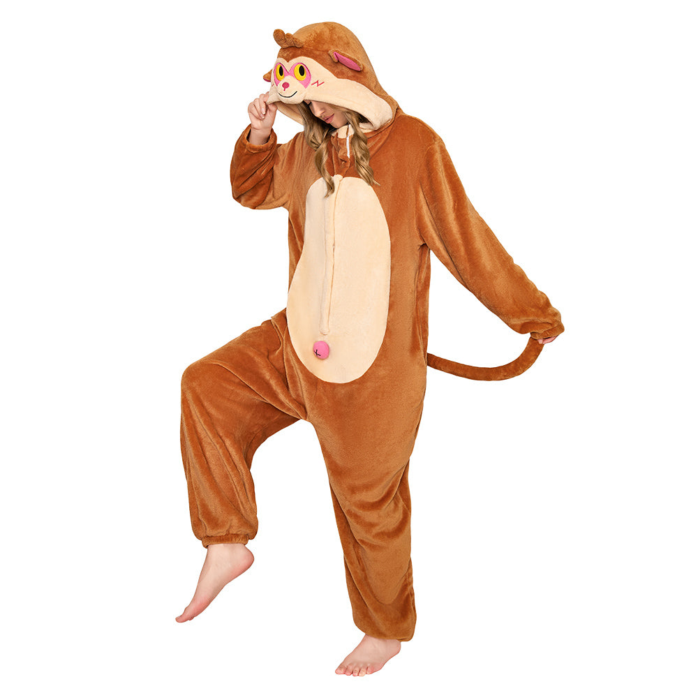 OLAOLA Monkey Pyjamas Unisex Adult Plush Animals Onesie Halloween Pajamas Warm Home One-Piece Sleepwear