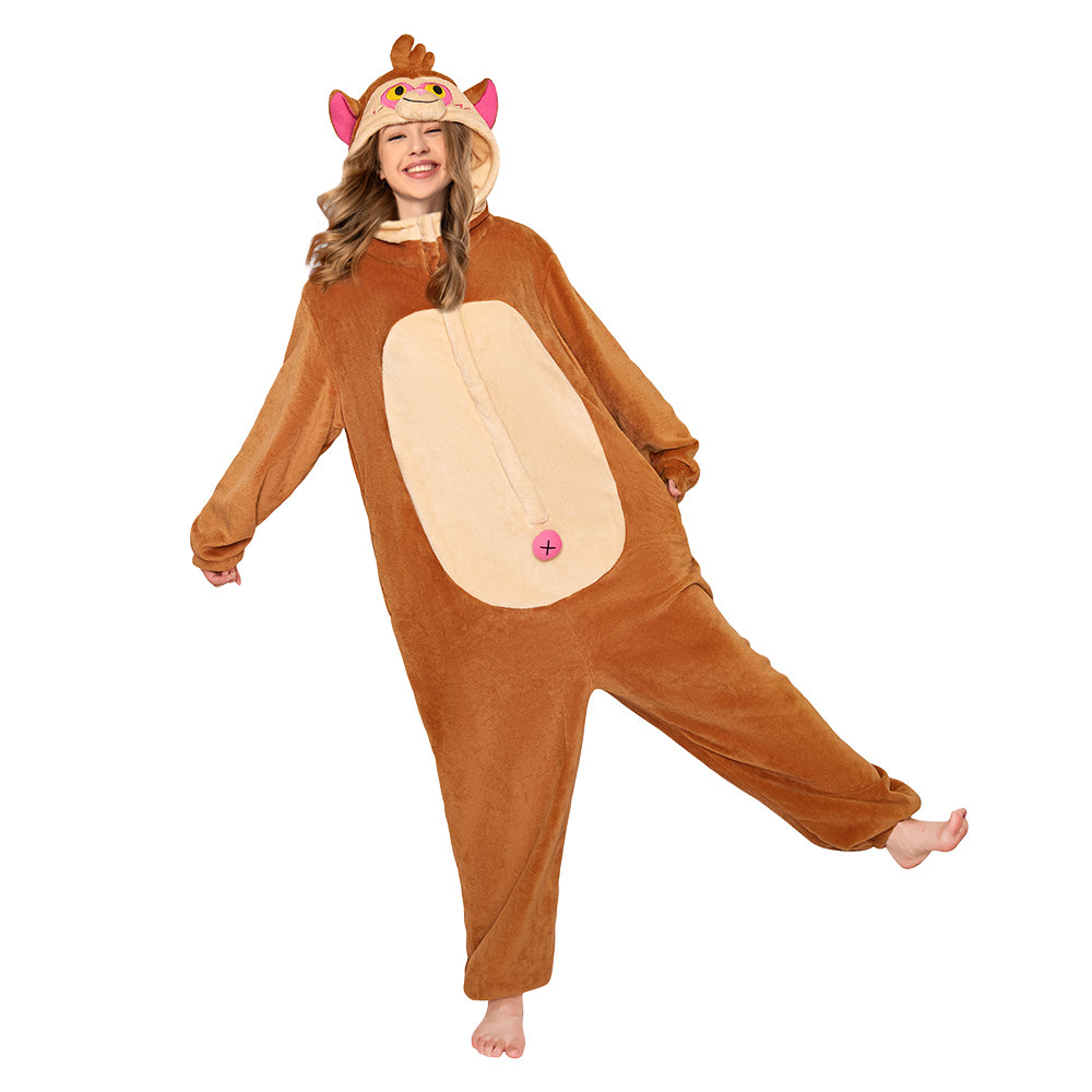 OLAOLA Monkey Pyjamas Unisex Adult Plush Animals Onesie Halloween Pajamas Warm Home One-Piece Sleepwear