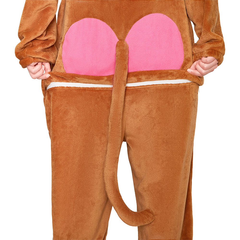 OLAOLA Monkey Pyjamas Unisex Adult Plush Animals Onesie Halloween Pajamas Warm Home One-Piece Sleepwear