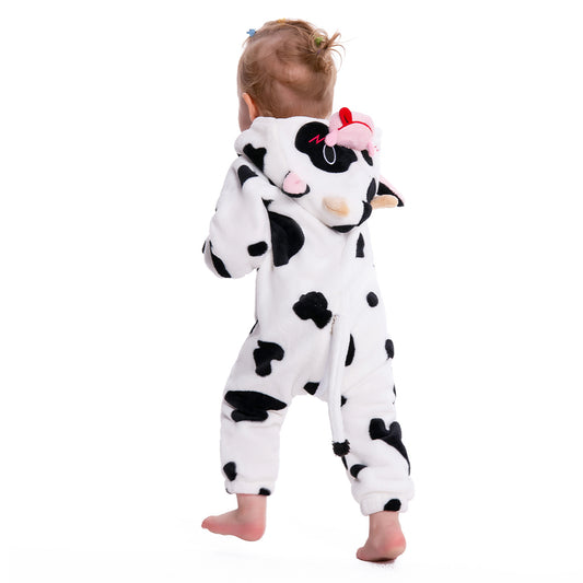 OLAOLA Baby Cow Pajamas Cattle Animal Onesie Toddler Romper Plush Dress Up Infant Outfits Sleepwear Party