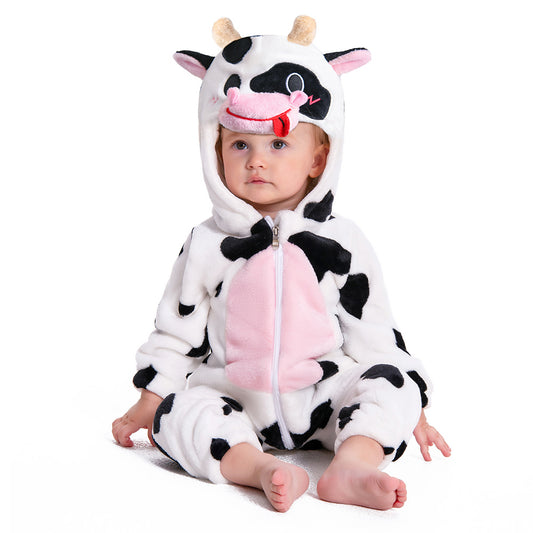 OLAOLA Baby Cow Pajamas Cattle Animal Onesie Toddler Romper Plush Dress Up Infant Outfits Sleepwear Party