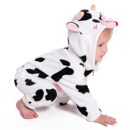 OLAOLA Baby Cow Pajamas Cattle Animal Onesie Toddler Romper Plush Dress Up Infant Outfits Sleepwear Party