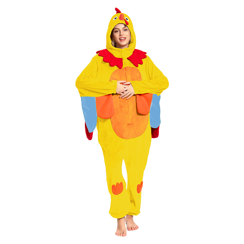 OLAOLA Yellow Turkey Animals Onesie Pajamas Warm Home One-Piece Soft Sleepwear For Adult Christmas