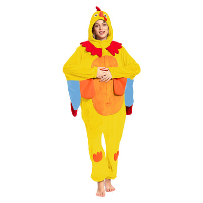 OLAOLA Yellow Turkey Animals Onesie Pajamas Warm Home One-Piece Soft Sleepwear For Adult Christmas