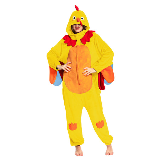 OLAOLA Yellow Turkey Animals Onesie Pajamas Warm Home One-Piece Soft Sleepwear For Adult Christmas