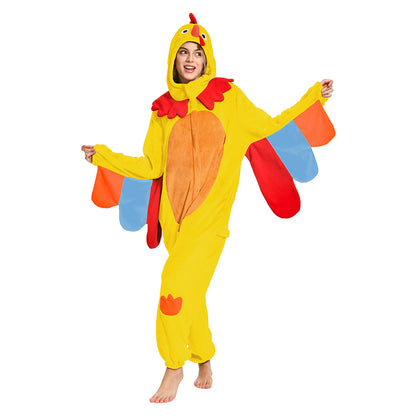 OLAOLA Yellow Turkey Animals Onesie Pajamas Warm Home One-Piece Soft Sleepwear For Adult Christmas