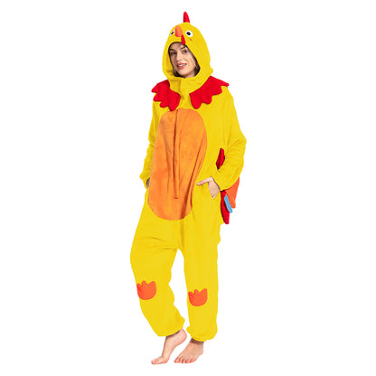 OLAOLA Yellow Turkey Animals Onesie Pajamas Warm Home One-Piece Soft Sleepwear For Adult Christmas