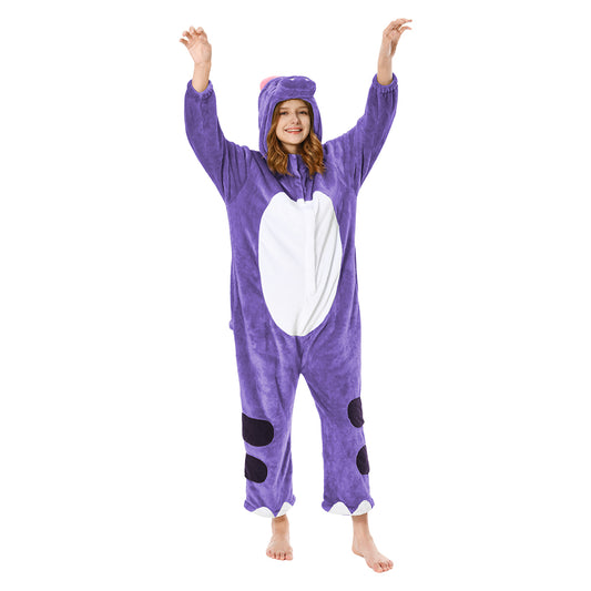 OLAOLA Unisex Adult Plush Purple Dinosaur Animals Onesie Pajamas Warm Home One-Piece Sleepwear