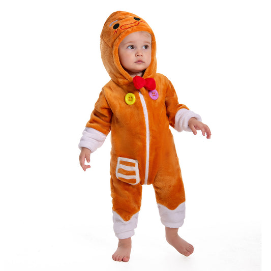 OLAOLA Baby Gingerbread Man Pajamas Animal Onesie Toddler Romper Plush Dress Up Infant Outfits Christmas Cosplay Costume