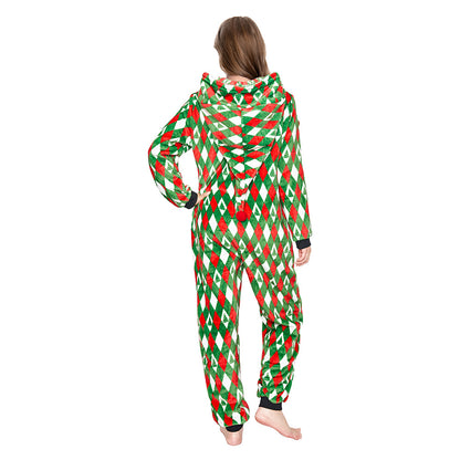 OLAOLA Printed Diamond Elk Flannel Pajamas Plush Animals Onesie Adult Soft Sleepwear Christmas Carnival Suit