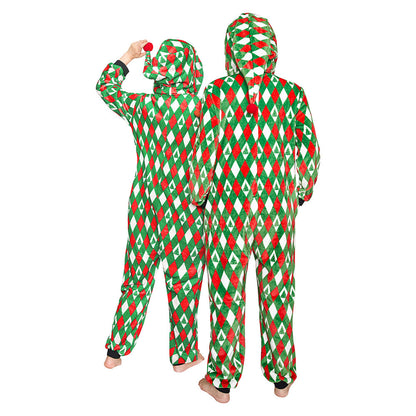 OLAOLA Printed Diamond Elk Flannel Pajamas Plush Animals Onesie Adult Soft Sleepwear Christmas Carnival Suit