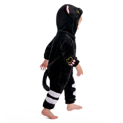 OLAOLA Baby Black Cat Pajamas Animal Onesie Toddler Romper Plush Dress Up Infant Outfits Halloween Suit