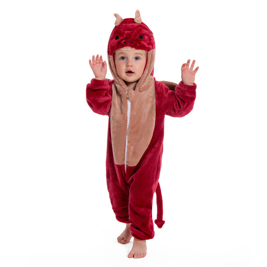 OLAOLA Baby Red Dragon Pajamas Animal Onesie Toddler Romper Plush Dress Up Infant Outfits Halloween Christmas Cosplay Costume