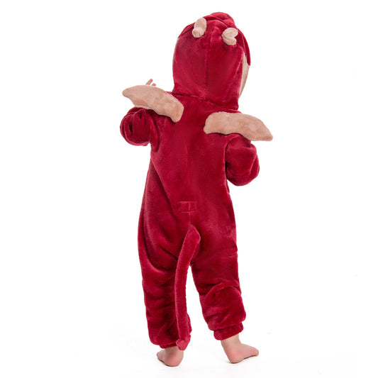 OLAOLA Baby Red Dragon Pajamas Animal Onesie Toddler Romper Plush Dress Up Infant Outfits Halloween Christmas Cosplay Costume