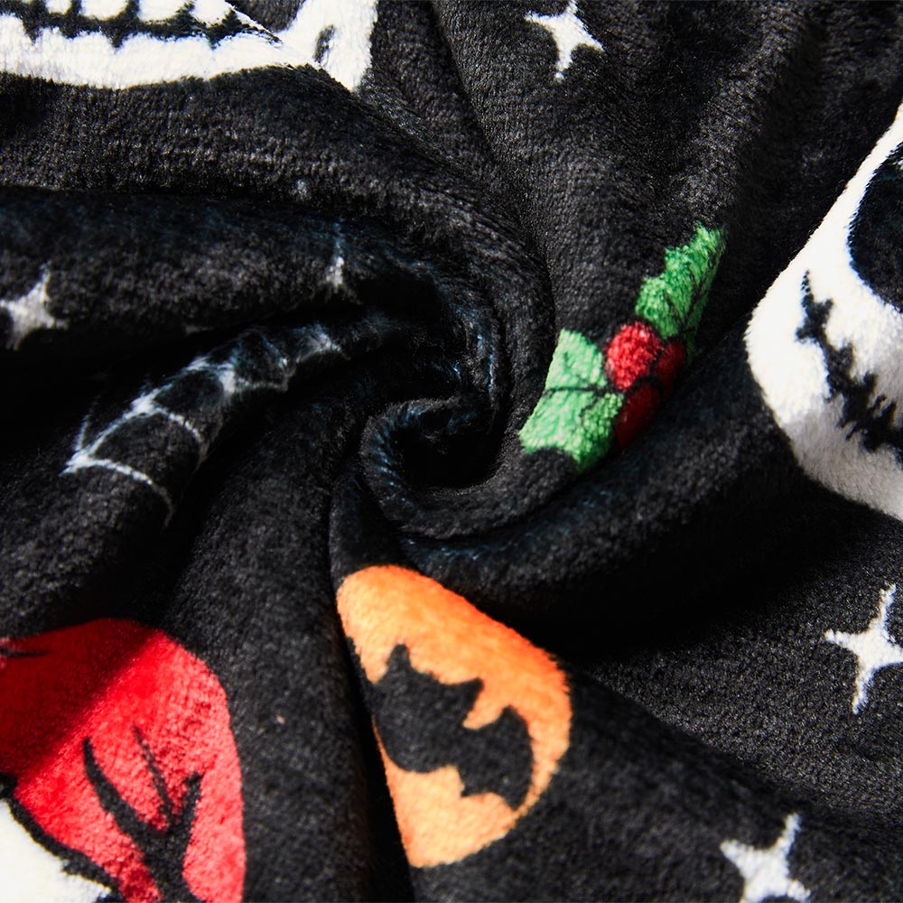 OLAOLA Skeleton Adult Printed Pajamas Plush Sleeping Onesie Warm Home One-Piece Sleepwear Halloween Party Suit