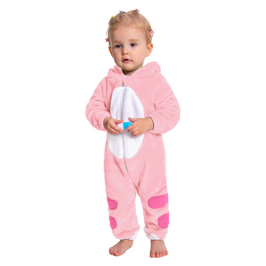 OLAOLA Baby Pink Dinosaur Pajamas Animal Onesie Toddler Romper Plush Dress Up Infant Outfits Halloween Suit