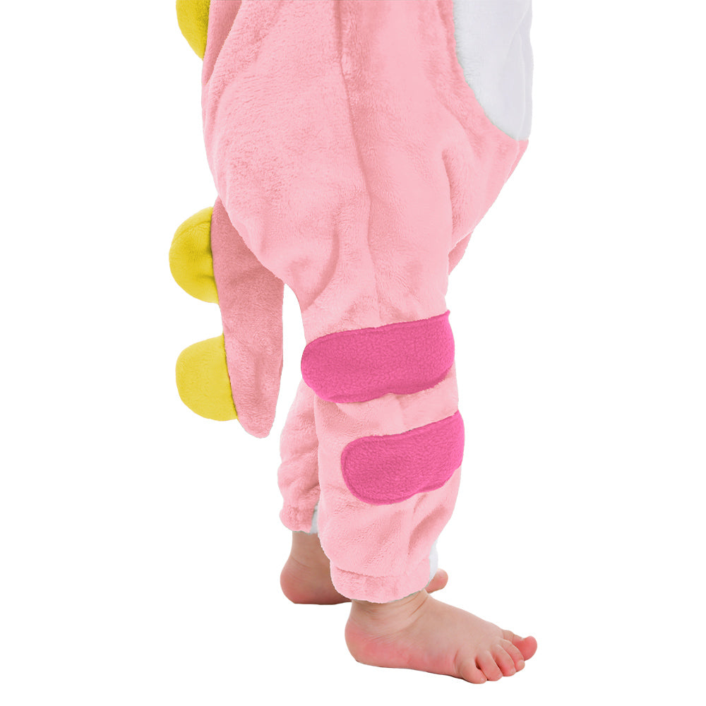 OLAOLA Baby Pink Dinosaur Pajamas Animal Onesie Toddler Romper Plush Dress Up Infant Outfits Halloween Suit