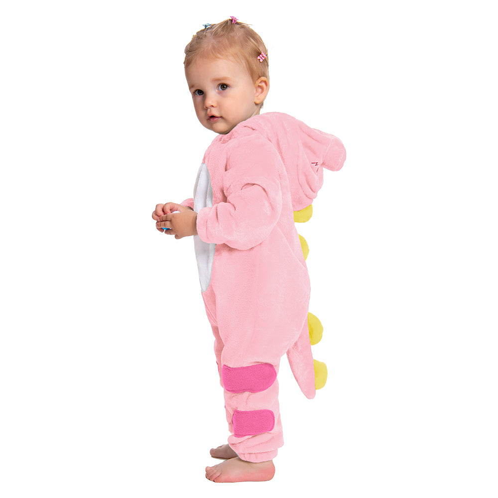 OLAOLA Baby Pink Dinosaur Pajamas Animal Onesie Toddler Romper Plush Dress Up Infant Outfits Halloween Suit