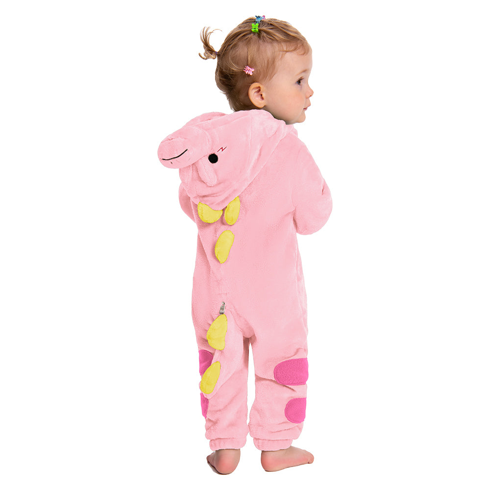 OLAOLA Baby Pink Dinosaur Pajamas Animal Onesie Toddler Romper Plush Dress Up Infant Outfits Halloween Suit