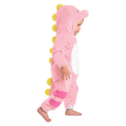 OLAOLA Baby Pink Dinosaur Pajamas Animal Onesie Toddler Romper Plush Dress Up Infant Outfits Halloween Suit