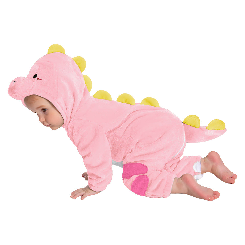 OLAOLA Baby Pink Dinosaur Pajamas Animal Onesie Toddler Romper Plush Dress Up Infant Outfits Halloween Suit