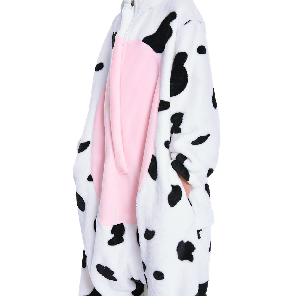 OLAOLA Kids Pink Cow Animal Onesie Plush Soft Flannel Warm Home Pajamas One-Piece Sleepwear