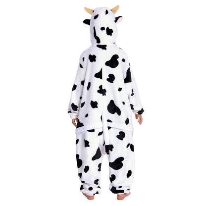 OLAOLA Kids Pink Cow Animal Onesie Plush Soft Flannel Warm Home Pajamas One-Piece Sleepwear