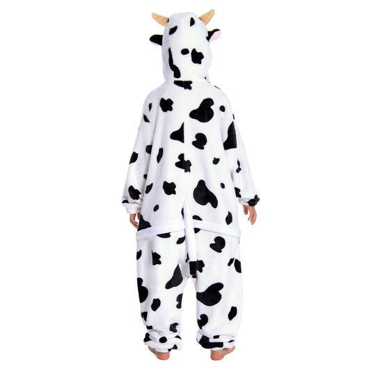 OLAOLA Kids Pink Cow Animal Onesie Plush Soft Flannel Warm Home Pajamas One-Piece Sleepwear