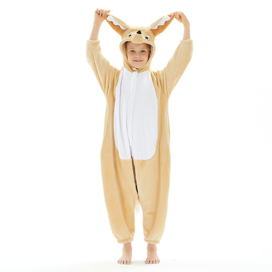 OLAOLA Kids Fennec Fox Animal Onesie Plush Soft Flannel Warm Home Pajamas One-Piece Sleepwear