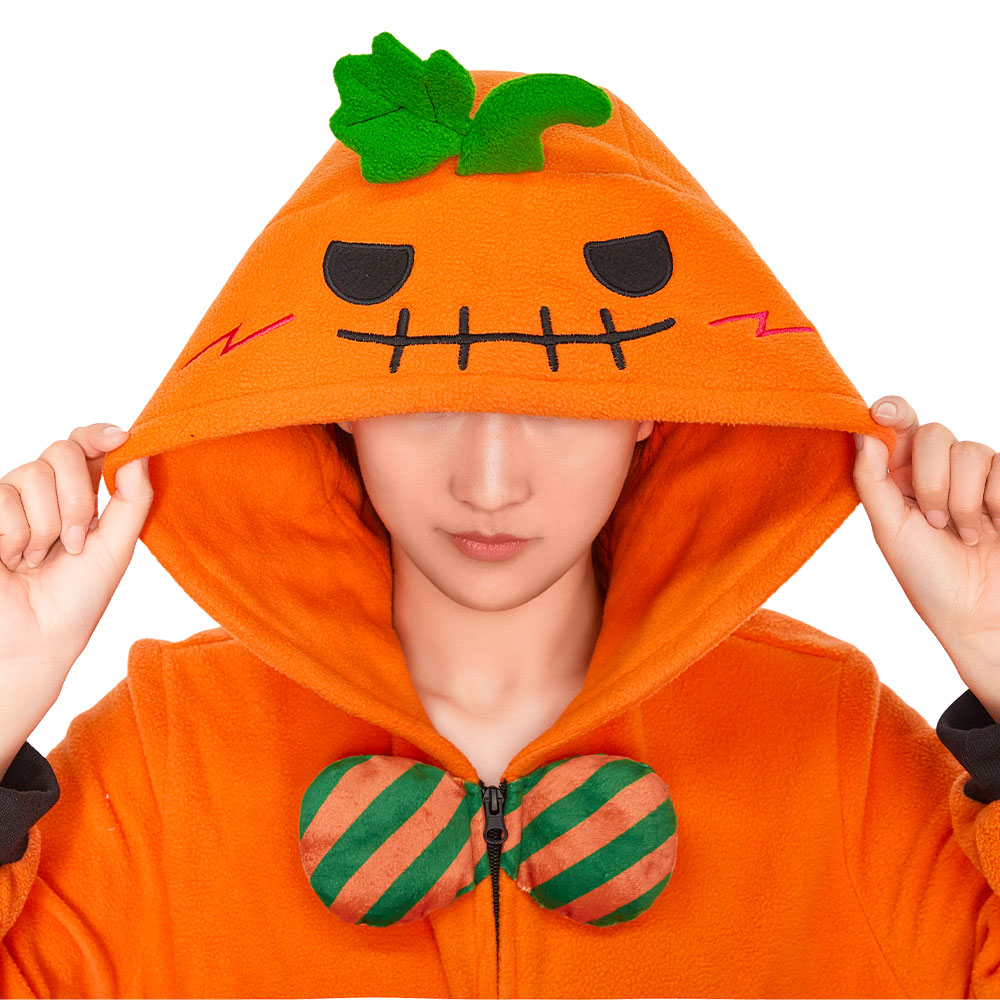 OLAOLA Pumpkin Flannel Pajamas Plush Animals Onesie Adult Soft Sleepwear Christmas Carnival Party Suit