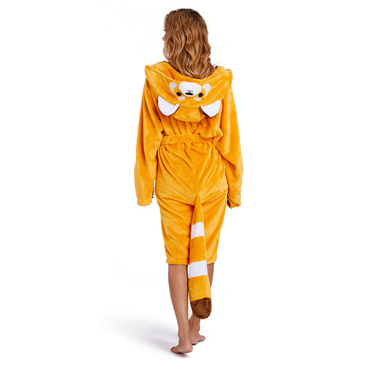 OLAOLA Women Adult Red Panda Animal Onesie Plush Bathrobe Soft Flannel Warm Home Robe