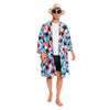 OLAOLA Hommes Smock Adulte Bleu Motif Floral Imprimé Peignoir Peignoir Doux Décontracté Homewear