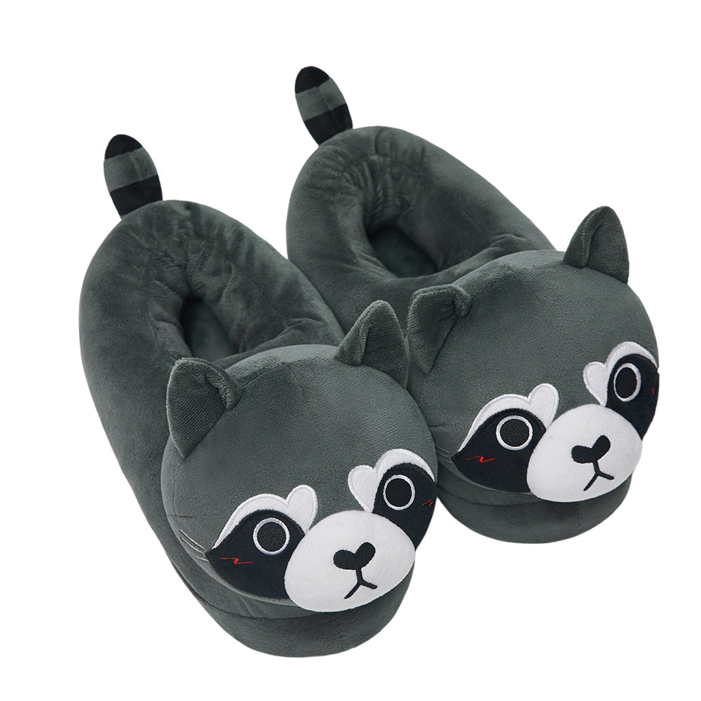 OLAOLA Raccoon Slippers Warm Plush Animal Indoor Non-slip Home Fluffy Thick Bottom Shoes Gifts For Birthday Christmas