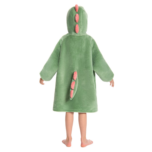 Kids OLAOLA Green Dinosaur Wearable Blanket Hoodie Animals Onesie Oversized Soft Homewear With Giant Pocket