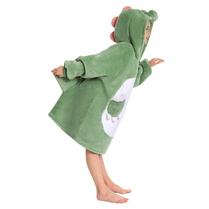 Kids OLAOLA Green Dinosaur Wearable Blanket Hoodie Animals Onesie Oversized Soft Homewear With Giant Pocket