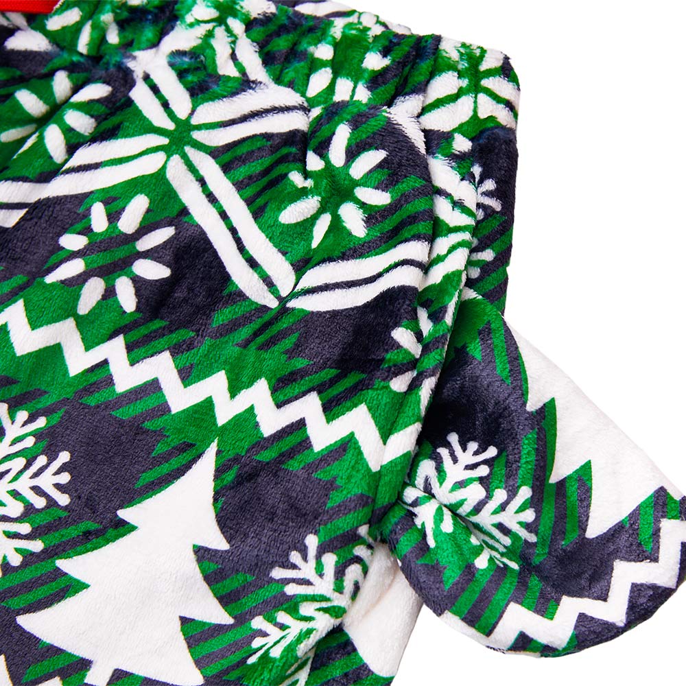 OLAOLA Green Snow Printed Checkered Fuzzy Plush Pajama Pants Drawstring Elastic Waist Wide Leg Pj Bottoms Lounge Pants Christmas Animals Onesie