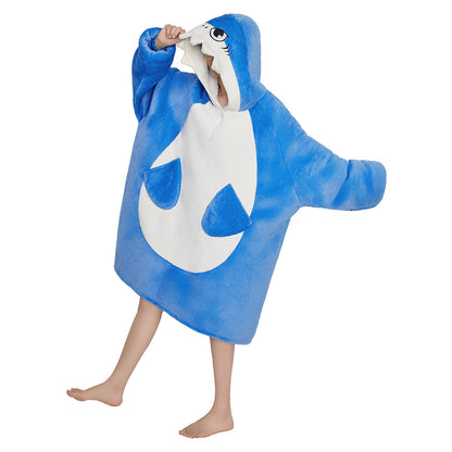 OLAOLA Blue Shark Wearable Blanket Hoodie for Adults Oversized Animal Hooded Blanket Soft Warm Cozy Sherpa Fleece Sweatshirt