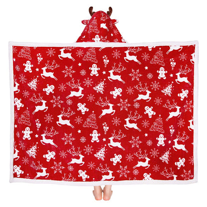 OLAOLA Red Christmas Flannel Blanket With Hat Original Design Warm Fuzzy Soft Bed Couch Sofa Throw Blanket Home Decoration