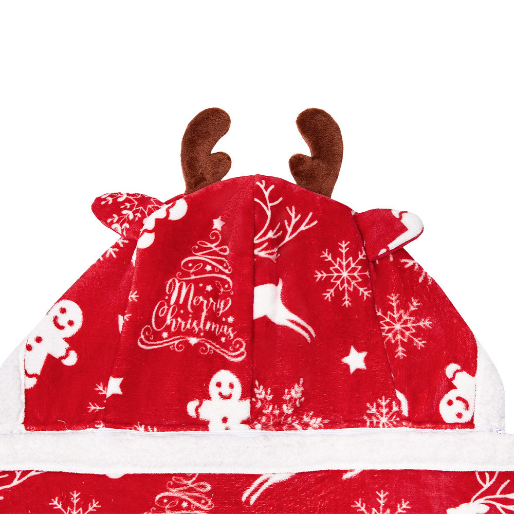 OLAOLA Red Christmas Flannel Blanket With Hat Original Design Warm Fuzzy Soft Bed Couch Sofa Throw Blanket Home Decoration