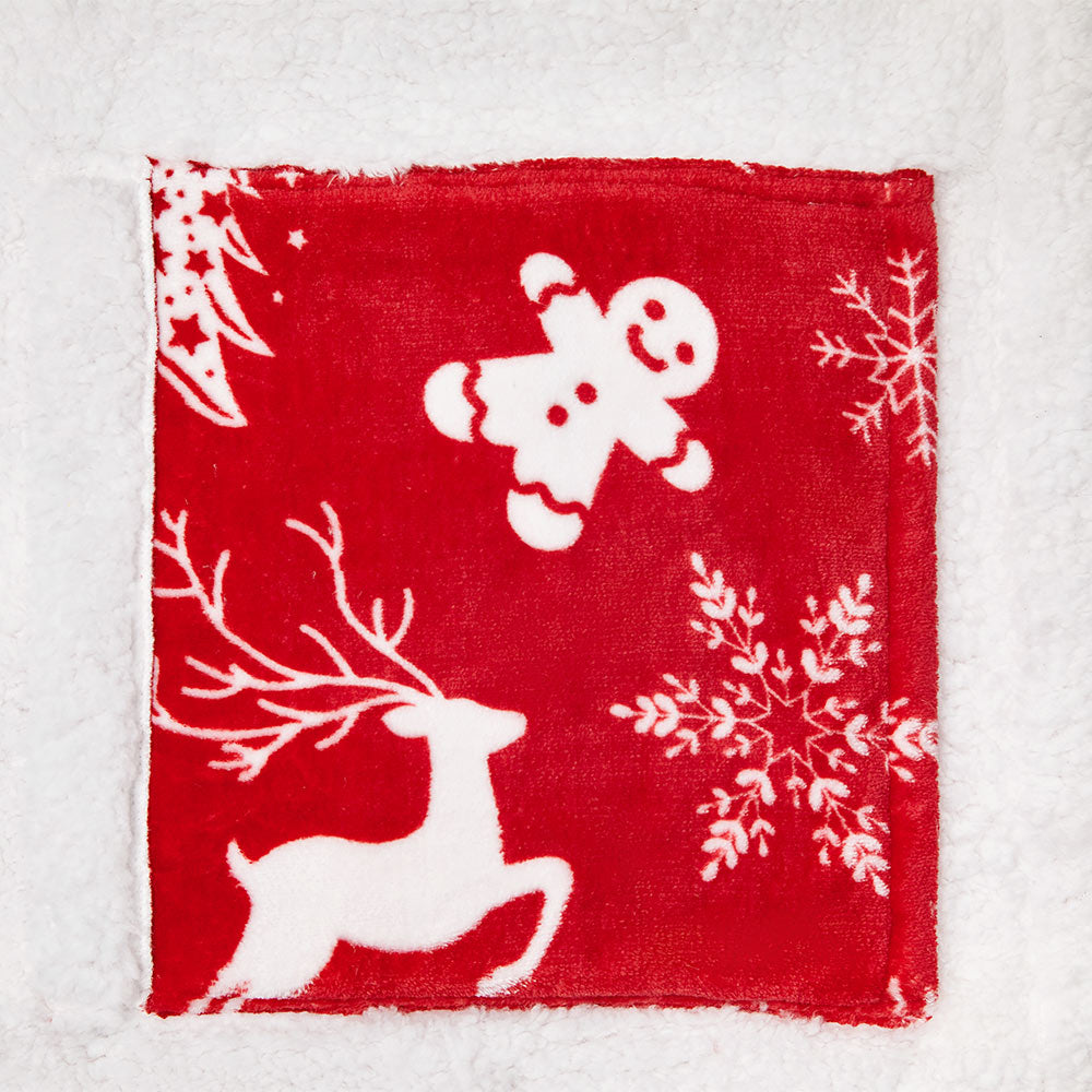 OLAOLA Red Christmas Flannel Blanket With Hat Original Design Warm Fuzzy Soft Bed Couch Sofa Throw Blanket Home Decoration