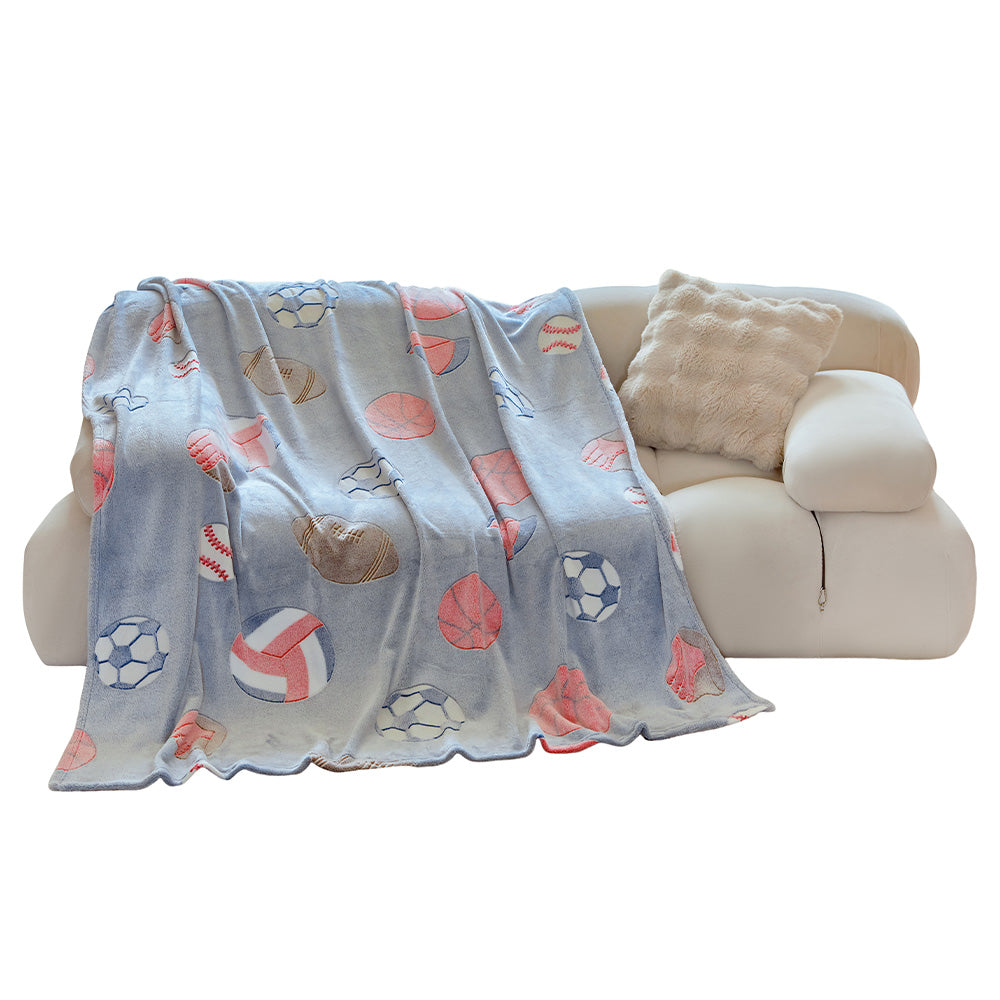 OLAOLA Football Printed Soft Cozy Throw Blankets Warm Lightweight Night Light Flannel Blanket For Couch Bed Sofa