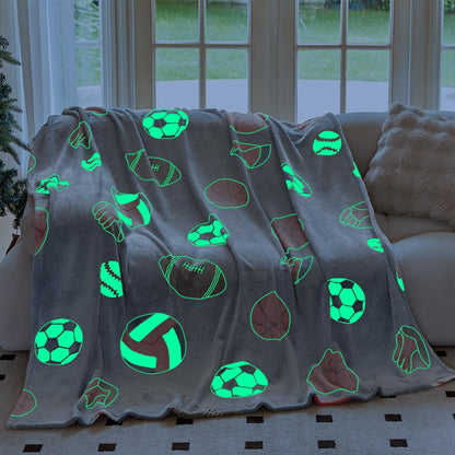 OLAOLA Football Printed Soft Cozy Throw Blankets Warm Lightweight Night Light Flannel Blanket For Couch Bed Sofa