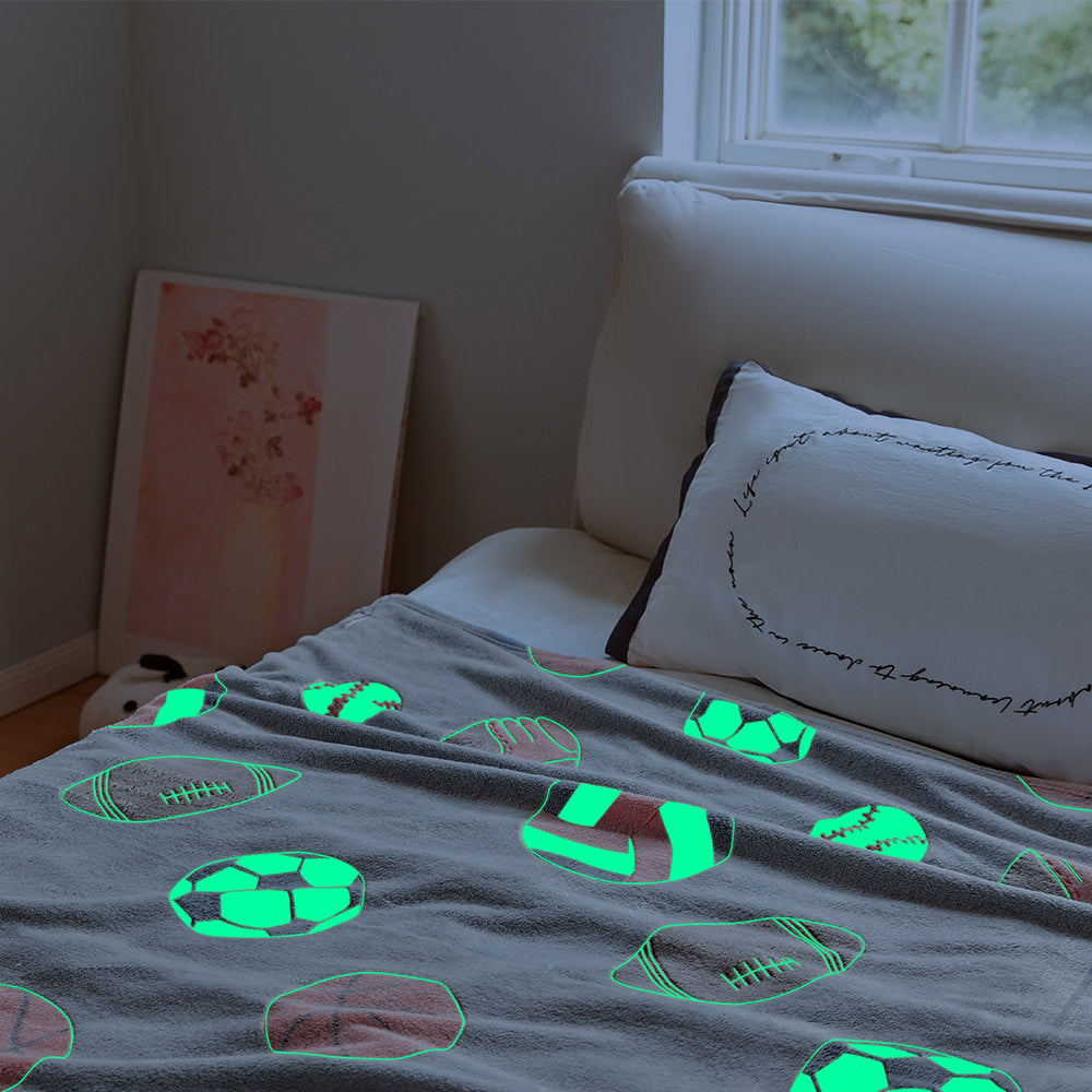 OLAOLA Football Printed Soft Cozy Throw Blankets Warm Lightweight Night Light Flannel Blanket For Couch Bed Sofa