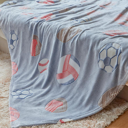 OLAOLA Football Printed Soft Cozy Throw Blankets Warm Lightweight Night Light Flannel Blanket For Couch Bed Sofa